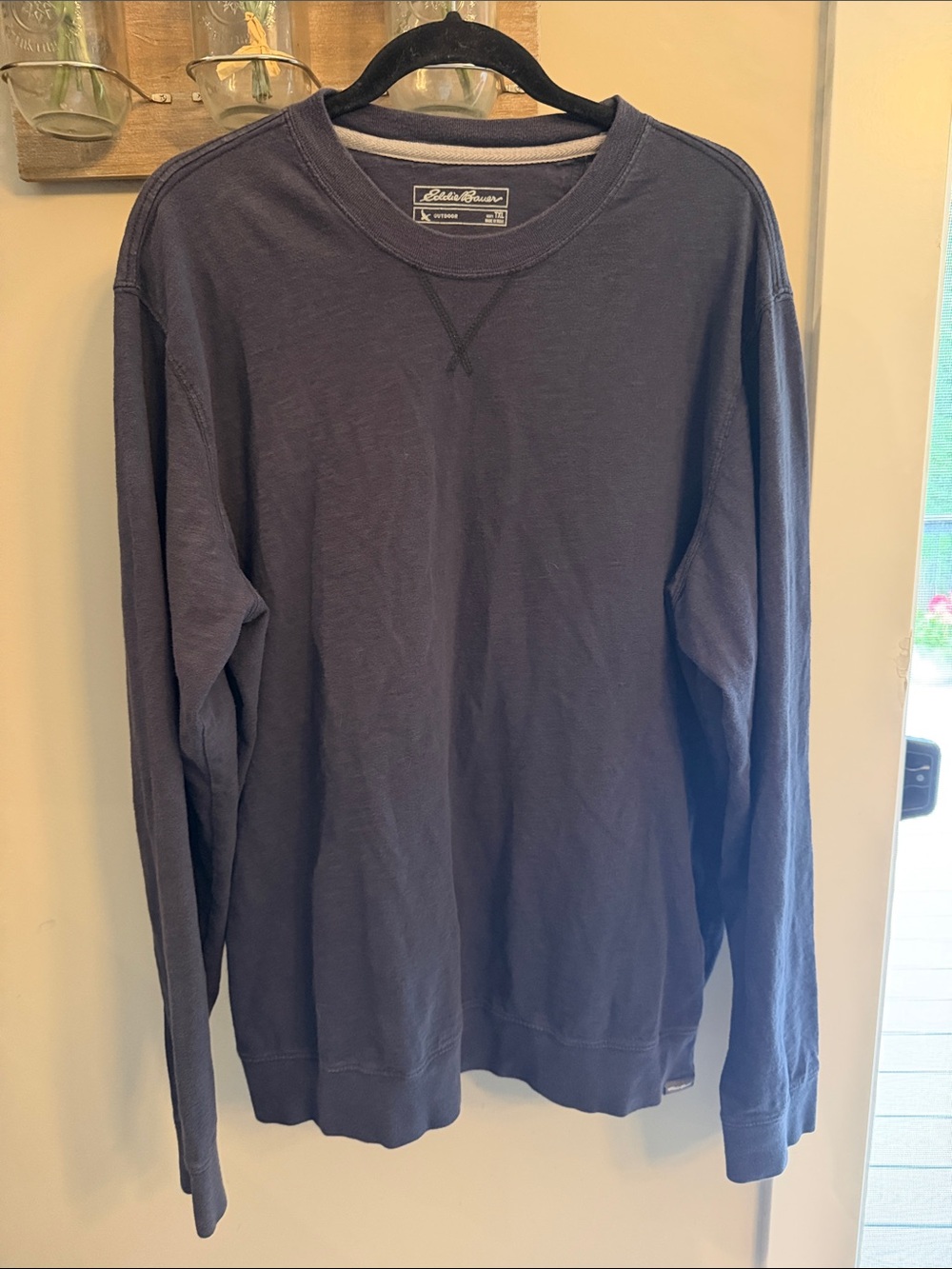 Eddie Bauer Long Sleeve Crewneck Shirt - Navy Blue
